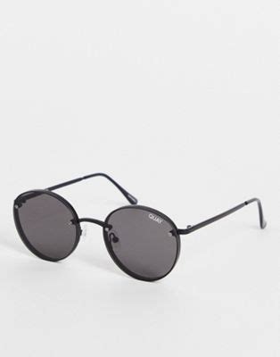 asos quay australia farrah round sunglasses black|More.